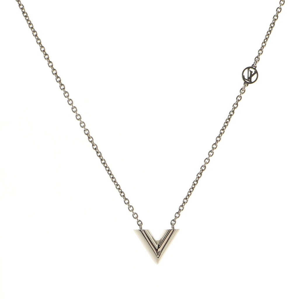 Louis Vuitton Essential V Supple Necklace Silver Metal