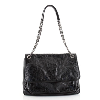 Saint Laurent Niki Chain Flap Bag Matelasse Chevron Leather Medium