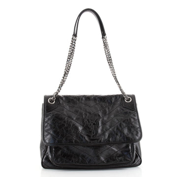 Saint Laurent Niki Chain Flap Bag Matelasse Chevron Leather Medium