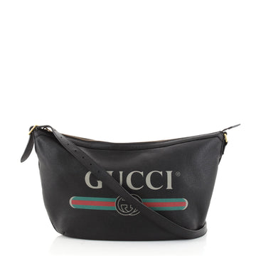 Gucci Logo Half-Moon Hobo Printed Leather
