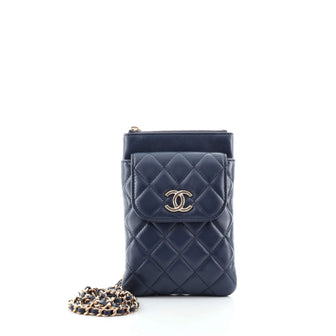 Chanel Chain Phone Holder with Purse Quilted Lambskin