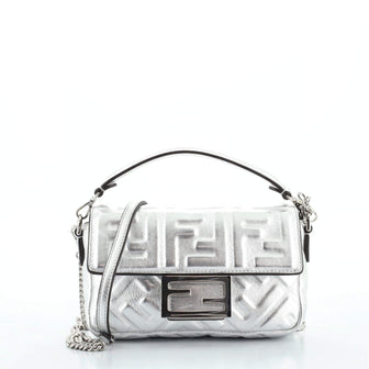 Fendi Baguette NM Bag Zucca Embossed Leather Mini