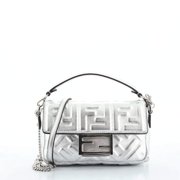 Fendi Baguette NM Bag Zucca Embossed Leather Mini