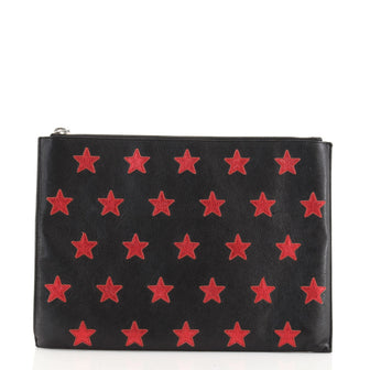 Saint Laurent Stars Zip Pouch Leather Medium