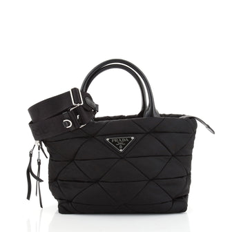 Prada Convertible Zip Tote Quilted Tessuto Small