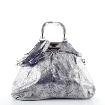 Celine Resin Handle Doctor Bag Distressed Metallic Leather Large