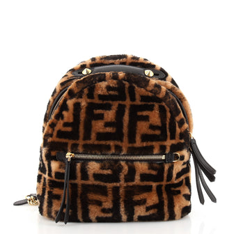 Fendi Zip Backpack Zucca Shearling Mini