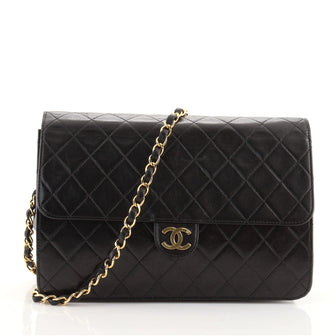 Chanel Vintage Clutch with Chain Quilted Leather Medium