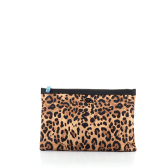 Dolce & Gabbana Zip Pouch Leopard Printed Canvas Medium
