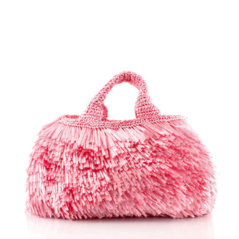 Prada Canapa Tote Frayed Straw Large