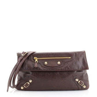 Balenciaga Giant Studs Envelope Strap Clutch Leather