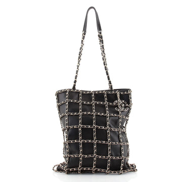 Chanel Chain Frame CC Charm Shopping Tote Lambskin