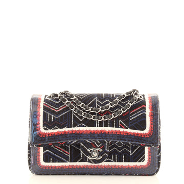 Chanel Classic Double Flap Bag Tweed and Silicone Medium
