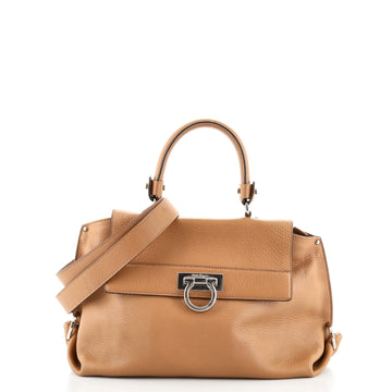 Salvatore Ferragamo Sofia Satchel Pebbled Leather Medium