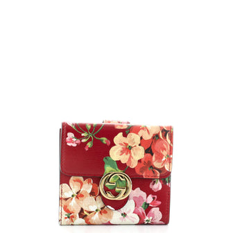 Gucci Icon Flap Wallet Blooms Print Leather Compact