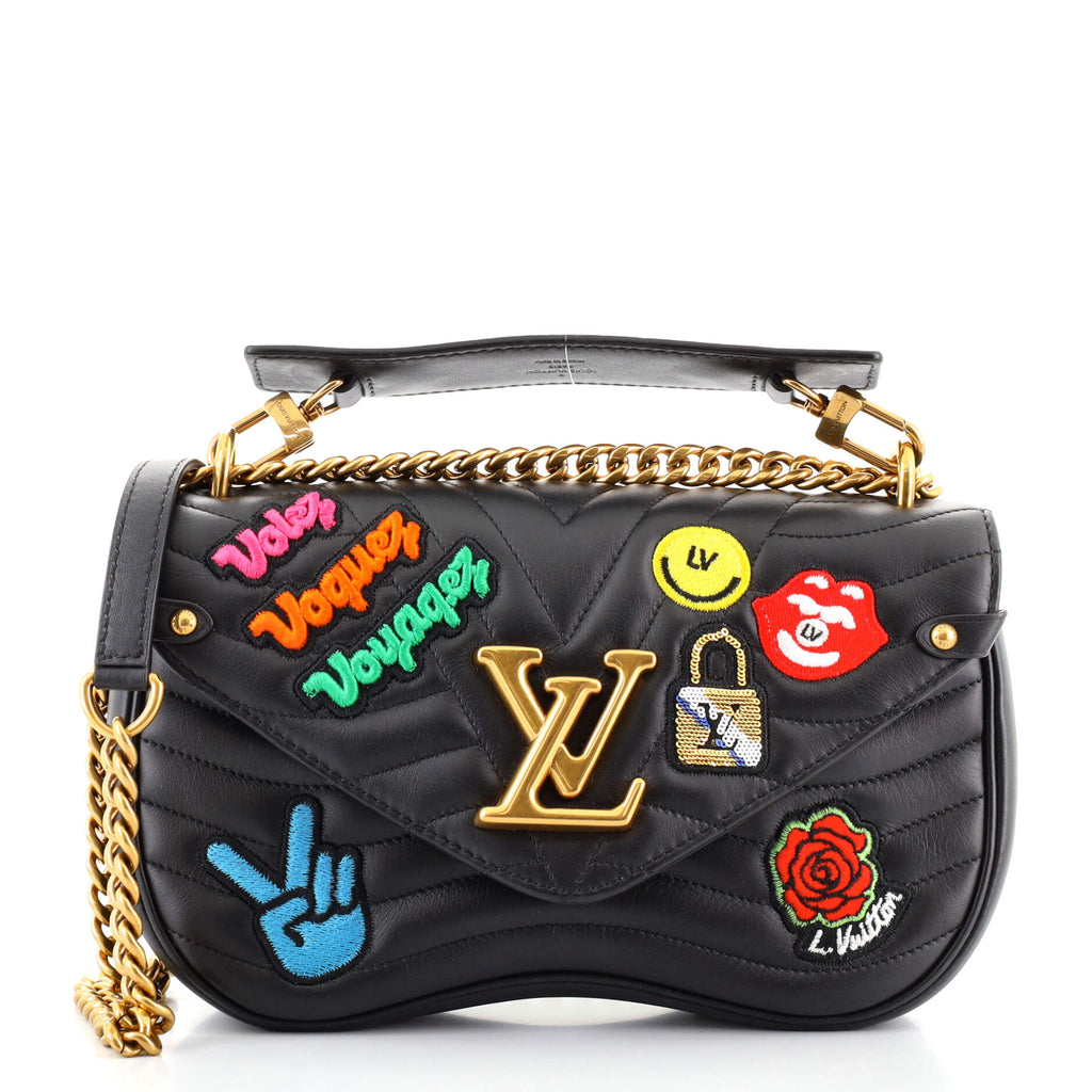 Louis Vuitton New Wave Chain Bag Limited Edition Patches Quilted Leather MM  Black 2312861