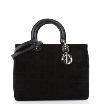 Louis Vuitton Vintage Lady Dior Bag Cannage Stitch Suede Large
