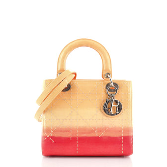Christian Dior Lady Dior Bag Ombre Cannage Quilt Patent Medium