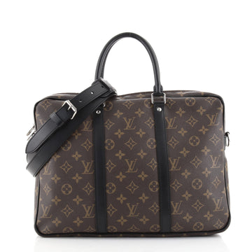 Louis Vuitton Porte-Documents Voyage Briefcase Macassar Monogram Canvas PM