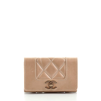 Chanel Mademoiselle Vintage Flap Card Case Quilted Sheepskin
