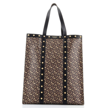 Burberry Portrait Tote Monogram Print E-Canvas with Studded Leather Medium