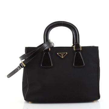 Prada Convertible Top Handle Tote Tessuto with Vernice Saffiano Leather Small
