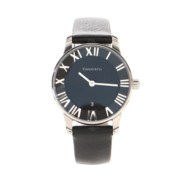 Tiffany & Co. Atlas 2-Hand Quartz Watch Stainless Steel and Leather 29