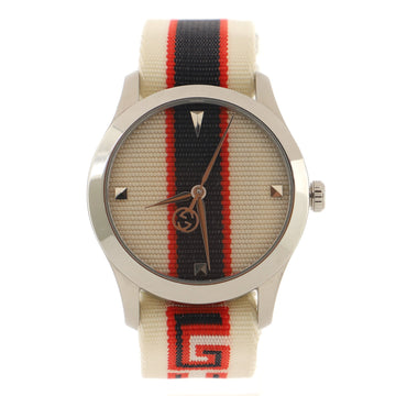 Gucci G-Timeless Web Quartz Watch Nylon and Stainless Steel 38