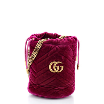 Gucci GG Marmont Bucket Bag Matelasse Velvet Mini