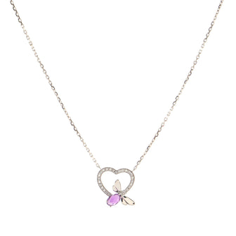 Chaumet Attrape-Moi Heart Pendant Necklace 18K White Gold with Diamonds and Amethyst