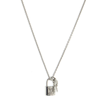 Louis Vuitton Lockit Pendant Necklace 18K White Gold