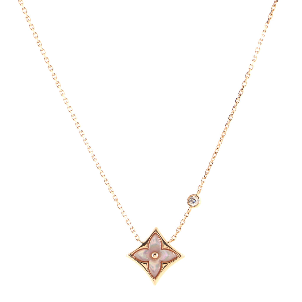 LOUIS VUITTON 18K Pink Gold Diamond Mother of Pearl Blossom