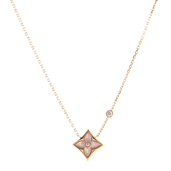 Color Blossom BB Star Pendant Necklace 18K Rose Gold with Diamond and  Mother of Pearl