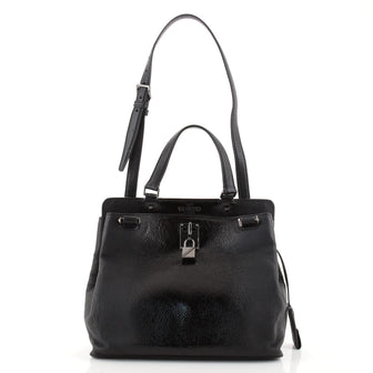 Valentino Joy Lock Top Handle Bag Patent Large