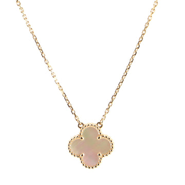 Van Cleef & Arpels Vintage Alhambra Pendant Necklace 18K Yellow Gold and Mother of Pearl