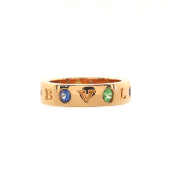 Bvlgari Roman Sorbet Band Ring 18K Rose Gold with Sapphires and Tsavorite Garnets and Diamonds