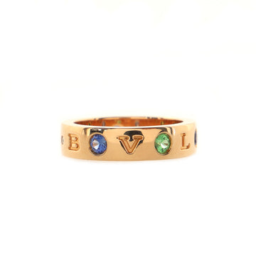 Bvlgari Roman Sorbet Band Ring 18K Rose Gold with Sapphires and Tsavorite Garnets and Diamonds