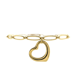 Tiffany & Co. Elsa Peretti Open Heart Charm Bracelet Necklace 18K Yellow Gold