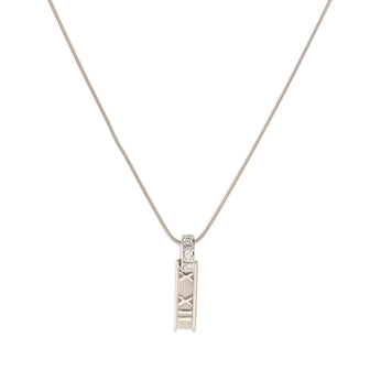 Tiffany & Co. Atlas Bar Pendant Necklace 18K White Gold with Diamonds