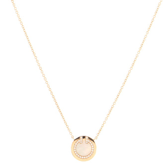 Tiffany & Co. Circle Pendant Necklace 18K Rose Gold with Diamonds and Mother Of Pearl