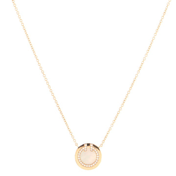 Tiffany & Co. Circle Pendant Necklace 18K Rose Gold with Diamonds and Mother Of Pearl