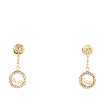 Chopard Happy Diamonds Round Earrings 18K Yellow Gold and Floating Diamonds