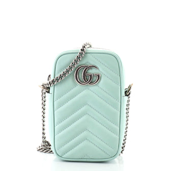 Gucci GG Marmont Vertical Phone Crossbody Bag Matelasse Leather Mini