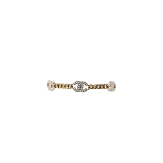 Chanel CC Link Bracelet Metal with Crystals