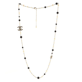 Chanel CC Long Necklace Faux Pearls, Beads and Metal with Enamel
