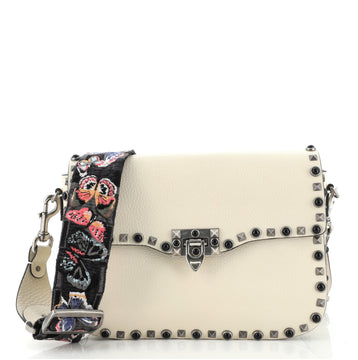 Valentino Rolling Rockstud Crossbody Bag Leather with Cabochons Medium