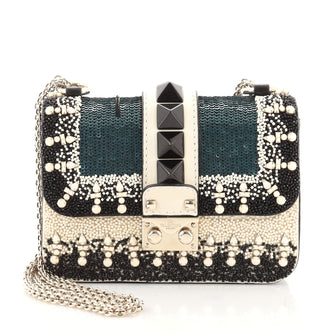 Valentino Glam Lock Shoulder Bag Embellished Leather Mini