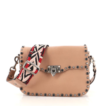 Valentino Rolling Rockstud Crossbody Bag Leather with Cabochons Medium