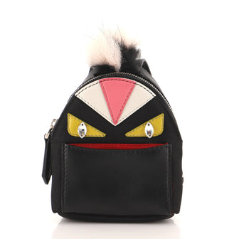 Fendi Monster Backpack Bag Charm Nylon with Leather and Fur Micro