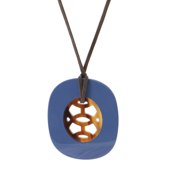 Hermes Lift Pendant Necklace Buffalo Horn and Lacquered Wood GM